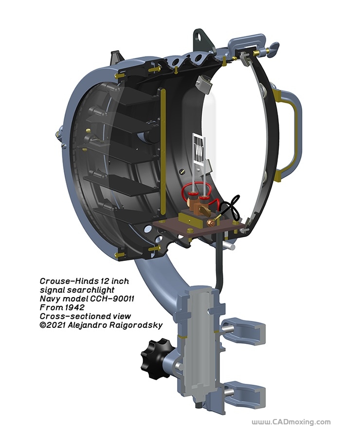CAD模型网12英寸信号探照灯美国海军第2次世界大战三维模型