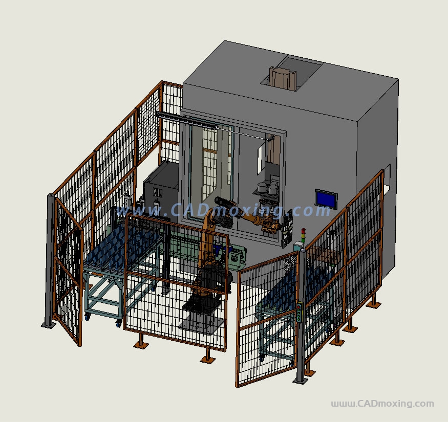 CAD模型网中频淬火机器人自动上下料打标工作站三维模型