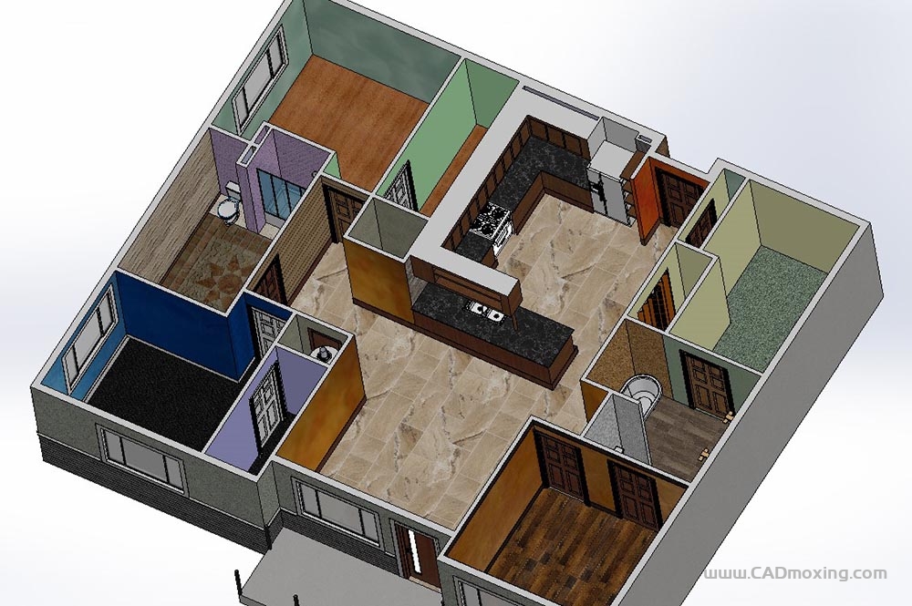 自建房屋别墅公寓三维设计方案