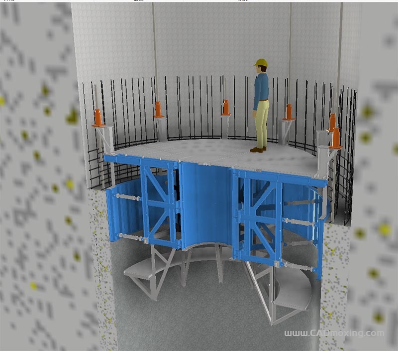 发电洞井三维竖井滑模钢结构
