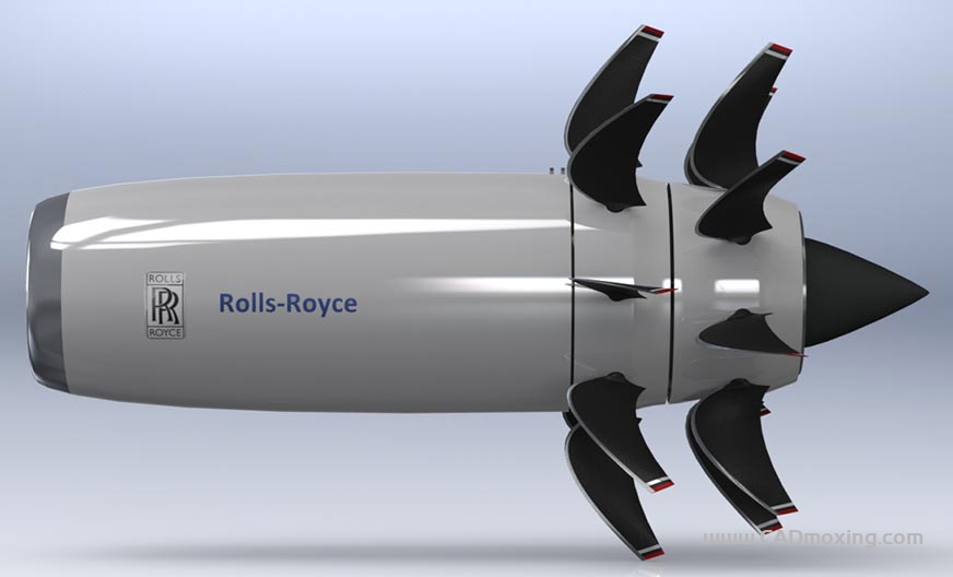 CAD模型网可变距双旋翼航空飞机rolls-royce劳斯莱斯涡轮发动机结构三维模型