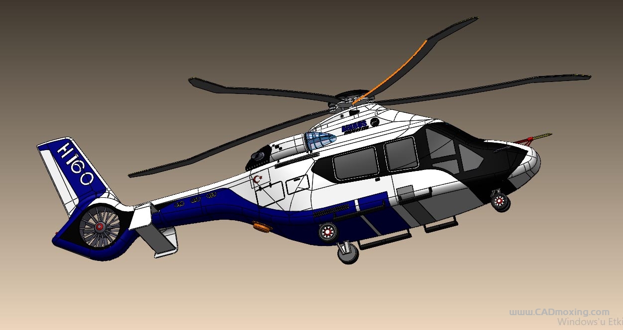 CAD模型网空中客车H160直升机飞机外形结构设计三维模型