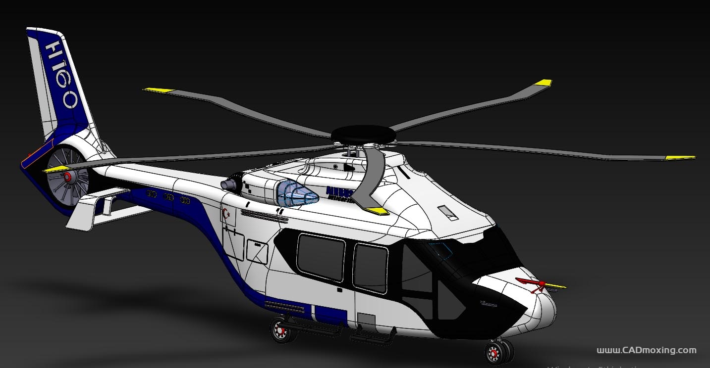 CAD模型网空中客车H160直升机飞机外形结构设计三维模型