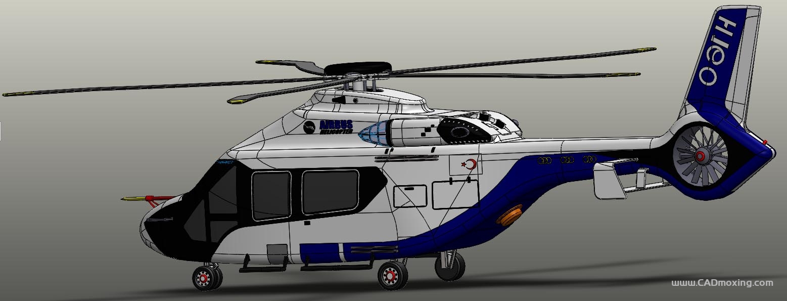CAD模型网空中客车H160直升机飞机外形结构设计三维模型