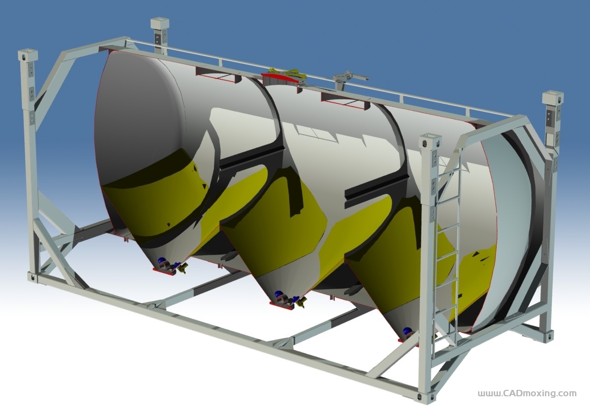 CAD模型网集装箱移动式圆形油罐储存罐油箱三维模型