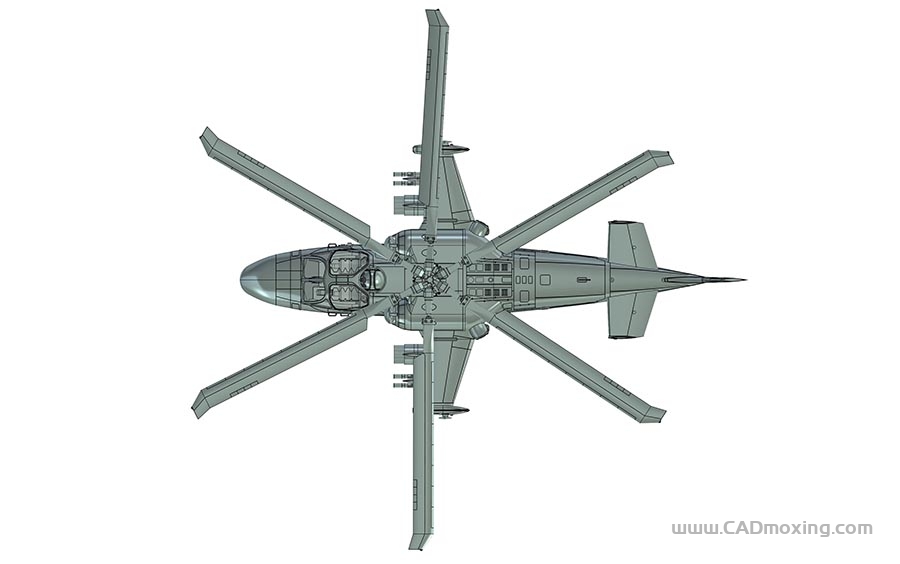 CAD模型网卡-52俄罗斯ka-52武装共轴直升机武装三维模型