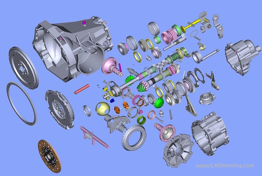 CAD模型网汽车齿轮变速箱系统总成结构三维模型