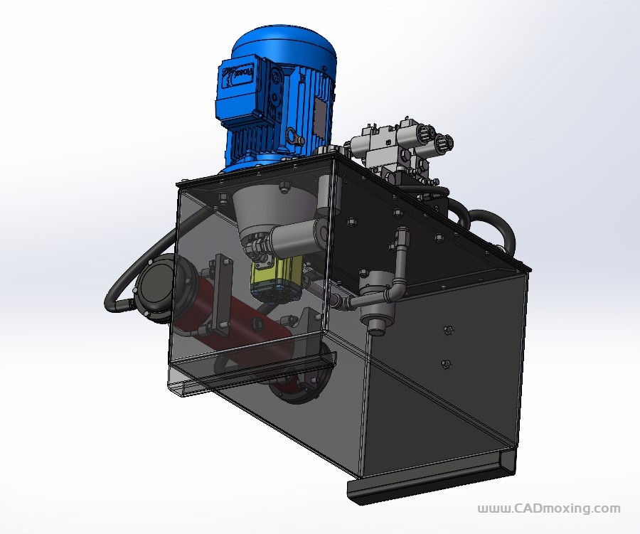 CAD模型网液压站5.5kW液压动力单元结构设计总成三维模型