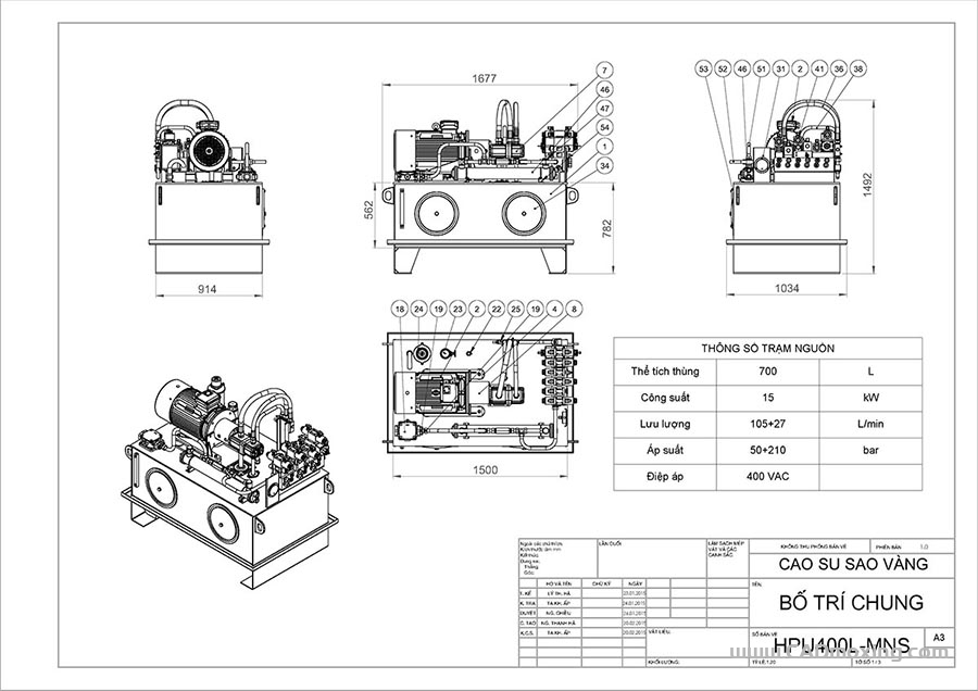 CAD模型网液压站液压动力单元15KW 700L三维模型