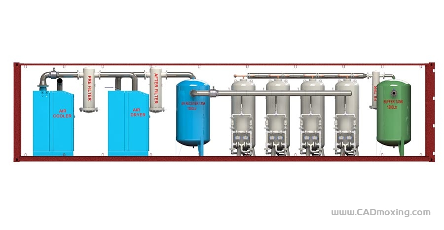 CAD模型网40英尺集装箱式氮气发生器系统三维模型