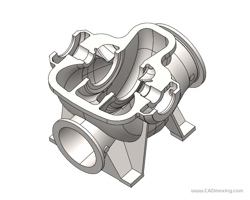 CAD模型网分体式蜗壳泵双吸泵泵体600x500HPE三维模型