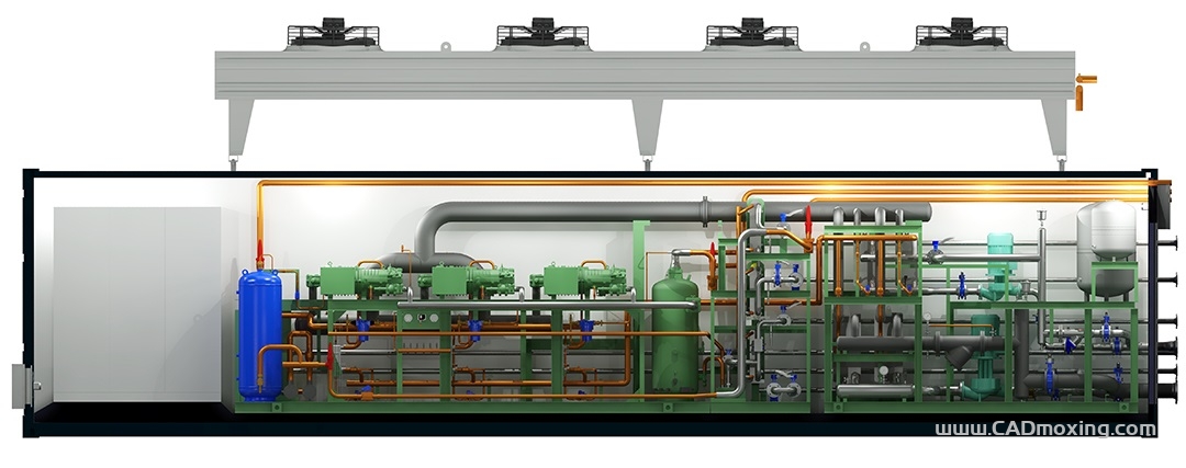 CAD模型网集装箱式二氧化碳CO2制冷机大型空调三维模型