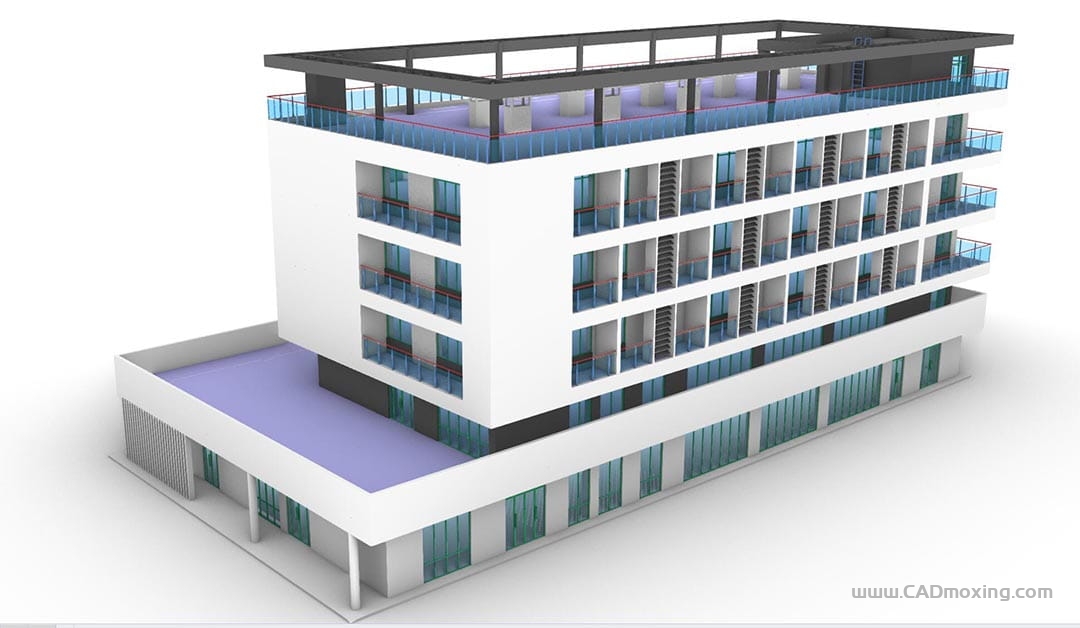 CAD模型网建筑学校教学楼结构设计三维模型