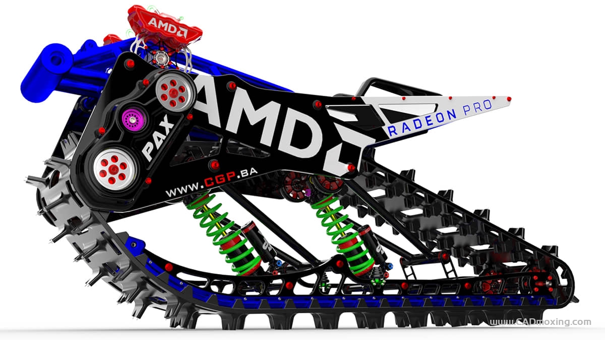 CAD模型网全地形履带式雪地摩托车驱动结构设计三维模型