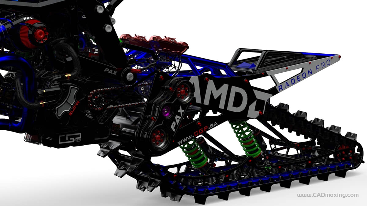 CAD模型网全地形履带式雪地摩托车驱动结构设计三维模型