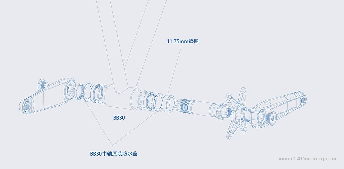 CAD模型网自行车中轴轴承 PF30 4130 BSA30 T47三维模型