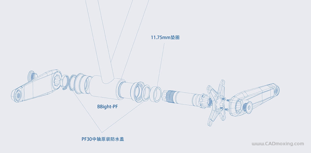 CAD模型网自行车中轴轴承 PF30 4130 BSA30 T47三维模型