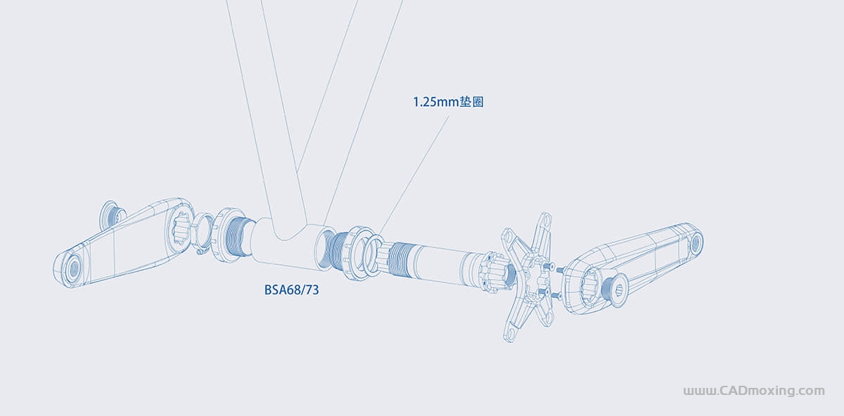 CAD模型网自行车中轴轴承 PF30 4130 BSA30 T47三维模型