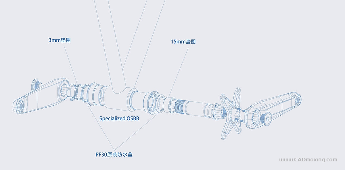 CAD模型网自行车中轴轴承 PF30 4130 BSA30 T47三维模型