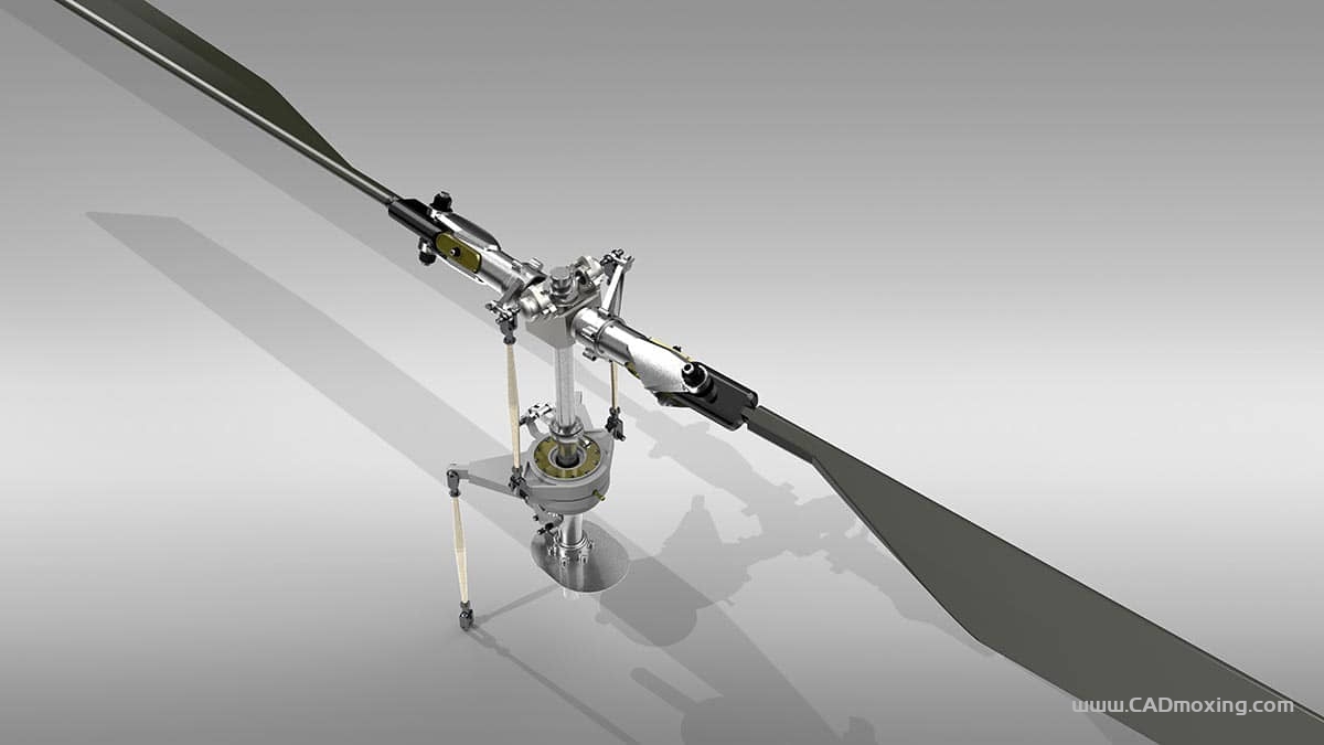 CAD模型网双旋翼直升机飞机螺旋桨变距转盘桨毂三维模型