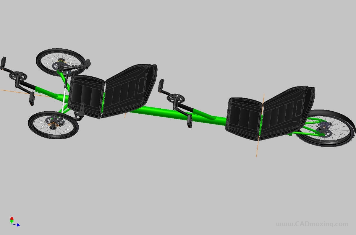 CAD模型网串联卧式三轮自行车结构设计方案模型图三维模型