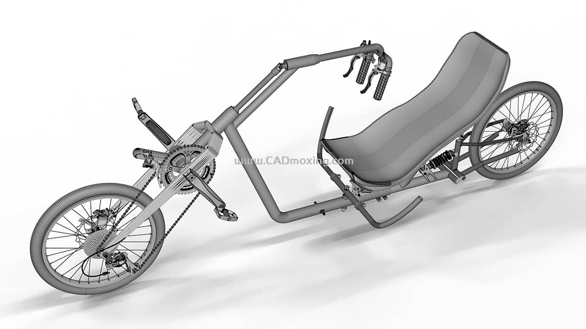 CAD模型网竞赛带座舱卧式自行车设计模型图三维模型