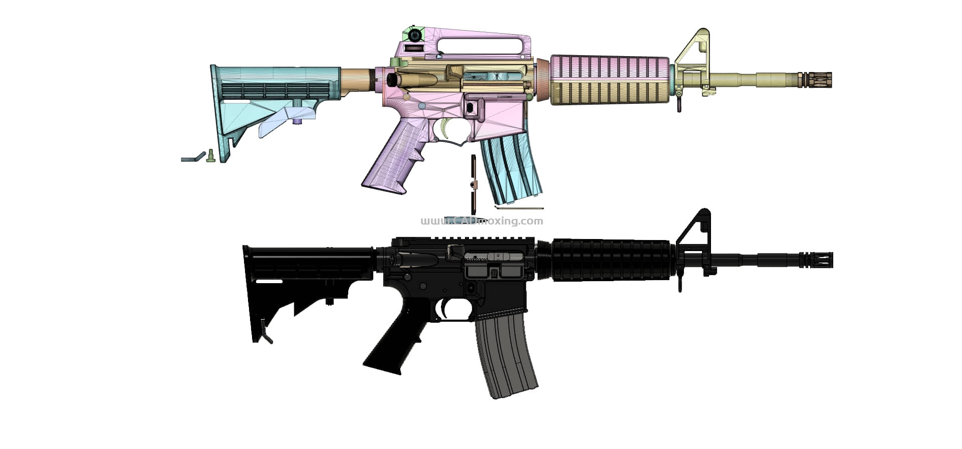 3D打印玩具武器AR-15一比一已拆分零件STL