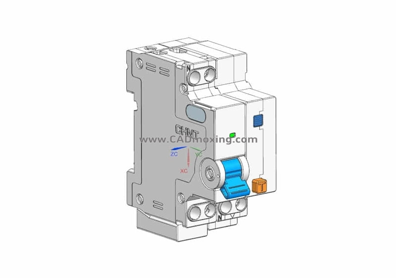 NBHLE-40E&1P&N剩余电流动作断路器三维模型免费下载