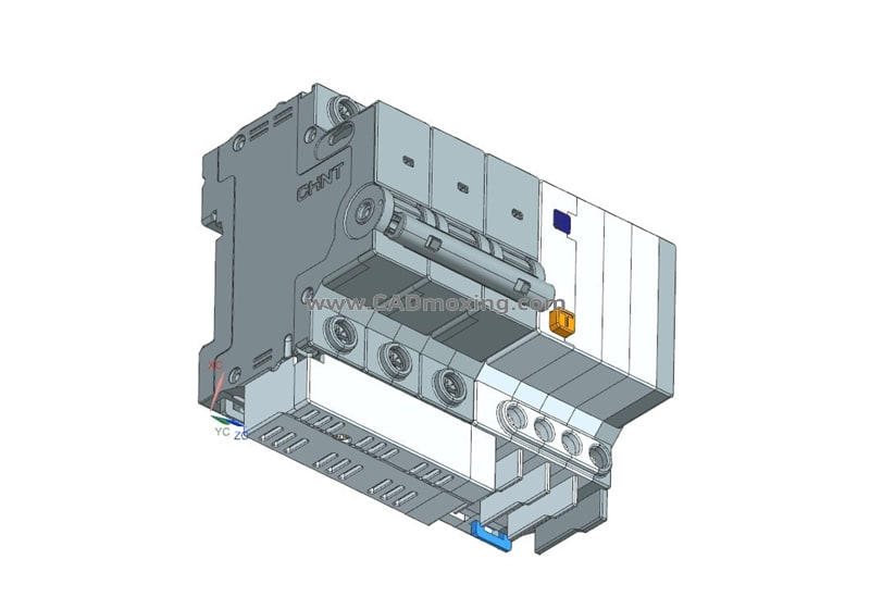 NXBFLE-32 3P&N剩余电流动作断路器开关三维模型免费下载