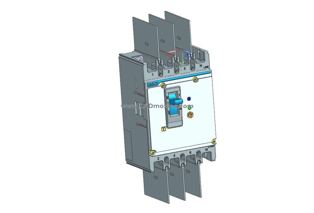 NXMLE-125H 4P剩余电流动作断路器三维模型