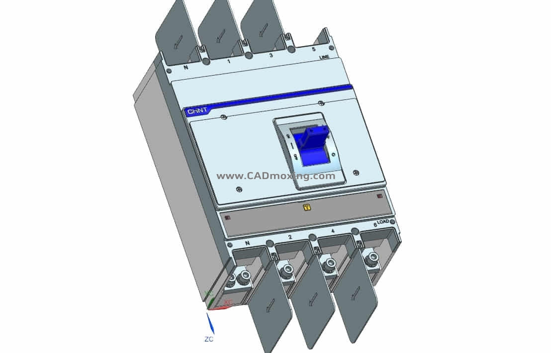 NXMS-1250 4P塑料外壳式断路器三维模型