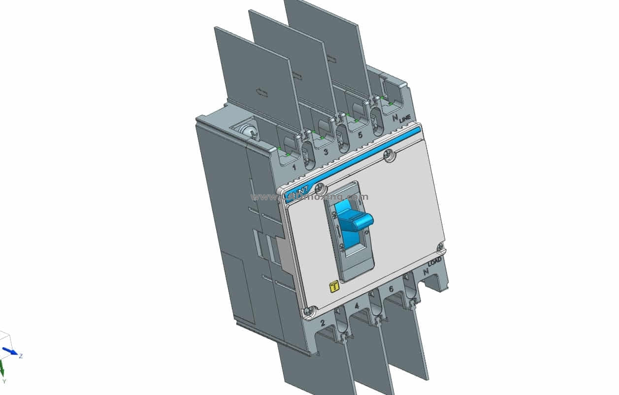 NXM-125H 4P塑料外壳式断路器三维模型