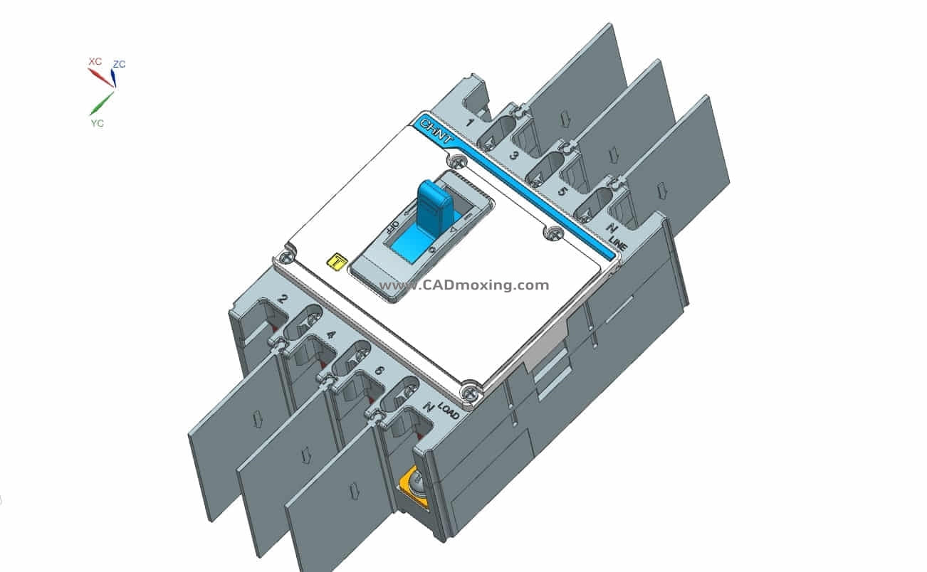 NXM-125S 4P塑料外壳式断路器三维模型