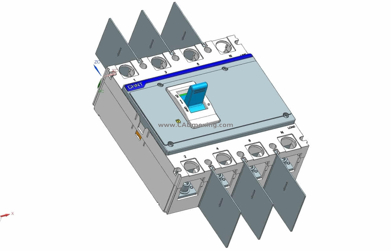 NXM-1000 4P塑料外壳式断路器三维模型