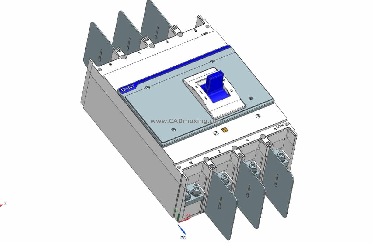 NXM-1250 4P塑料外壳式断路器三维模型