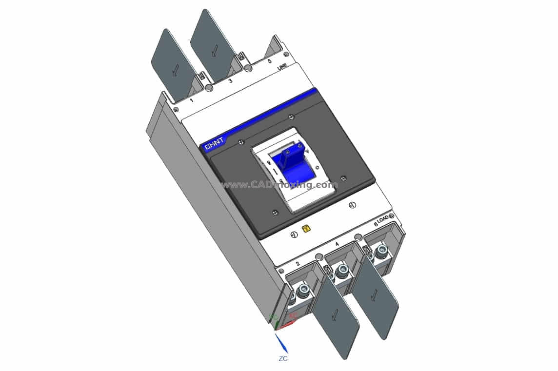 NXM-1600 3P塑料外壳式断路器三维模型