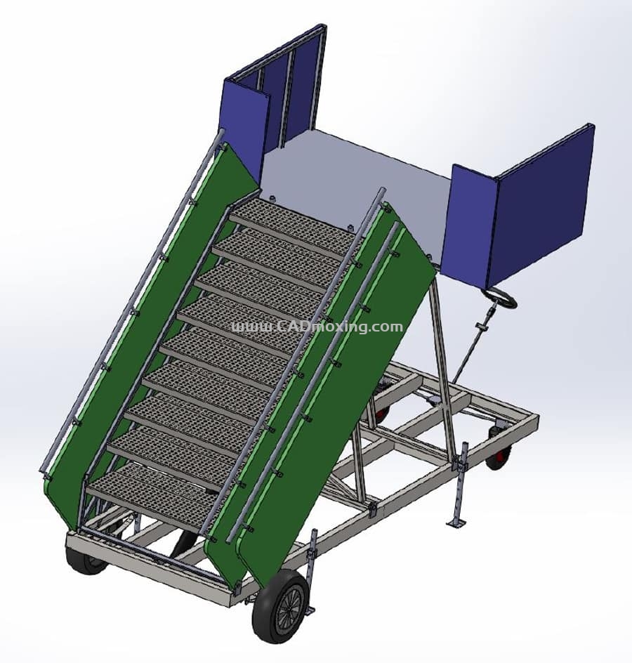 CAD模型网钢结构可伸缩移动式扶梯三维模型