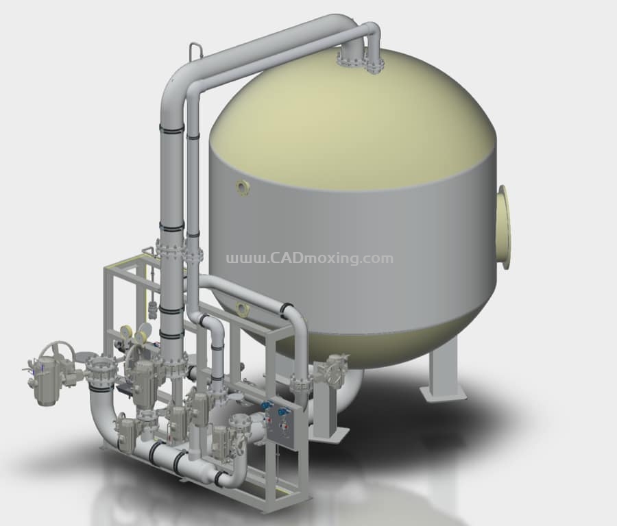 CAD模型网大型自来水净化过滤器三维模型