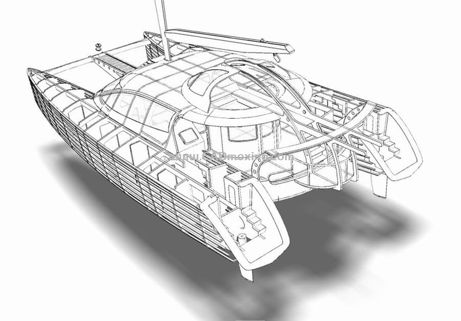 CAD模型网20米巡航双体船游艇三维模型