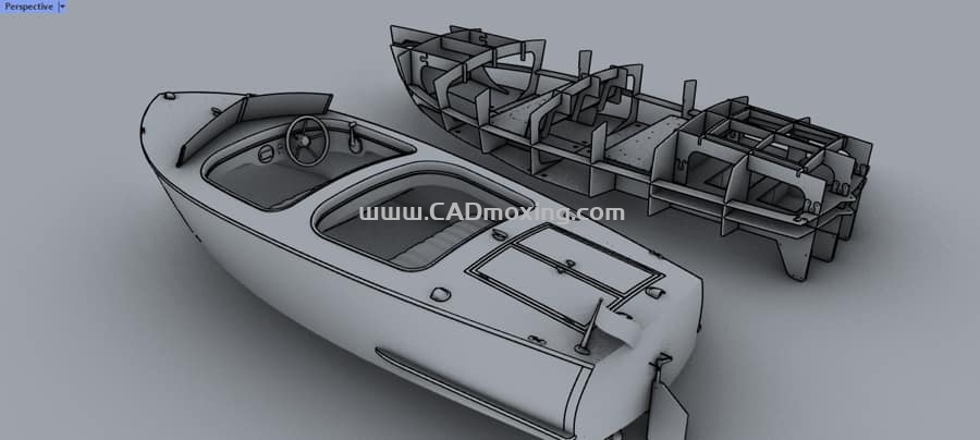 CAD模型网电动小型快艇船三维模型