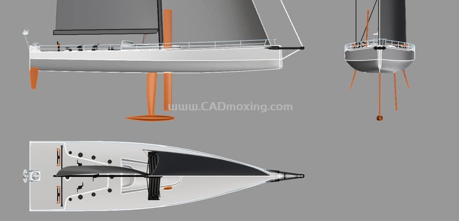 CAD模型网高速无动力风帆船三维模型