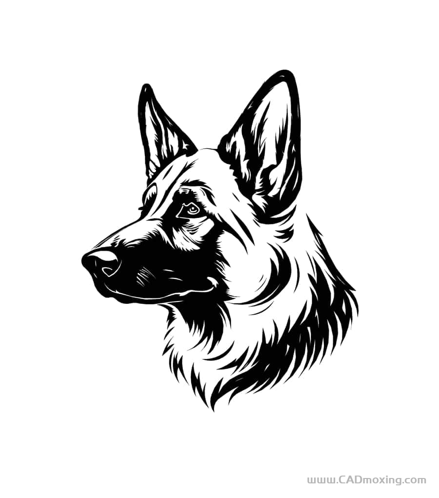 可雕刻3D牧羊犬狗头像