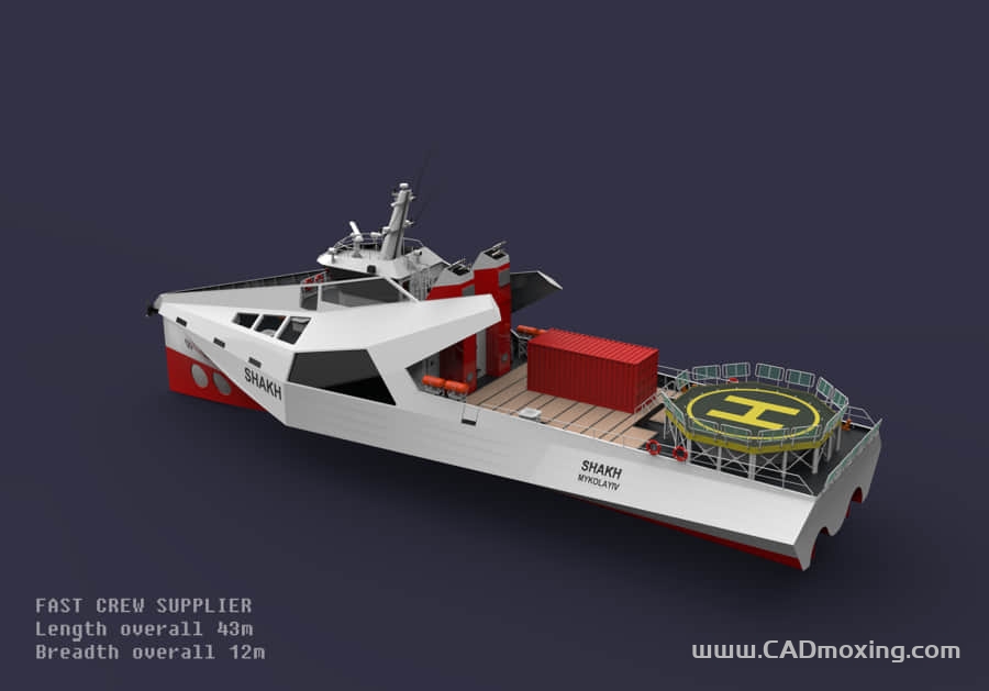 43m×12m三体救援科考船舶