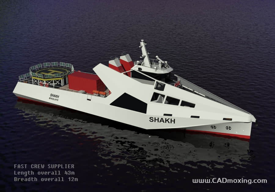 CAD模型网43m×12m三体救援科考船舶三维模型 CAD模型网43m×12m三体救援科考船舶三维模型