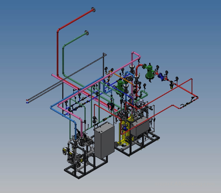 CAD模型网供暖加热管道设施设计方案三维模型 CAD模型网供暖加热管道设施设计方案三维模型