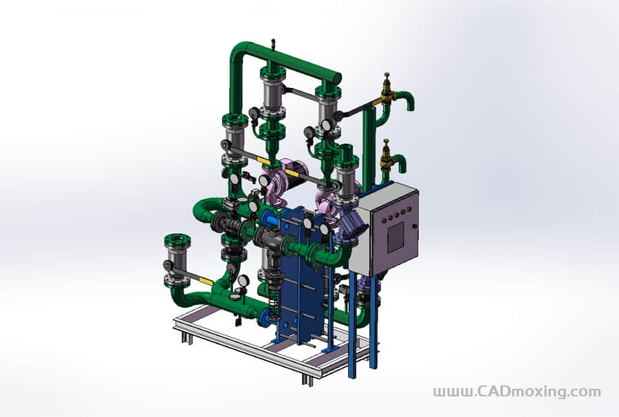 CAD模型网加热单元管道设计三维模型