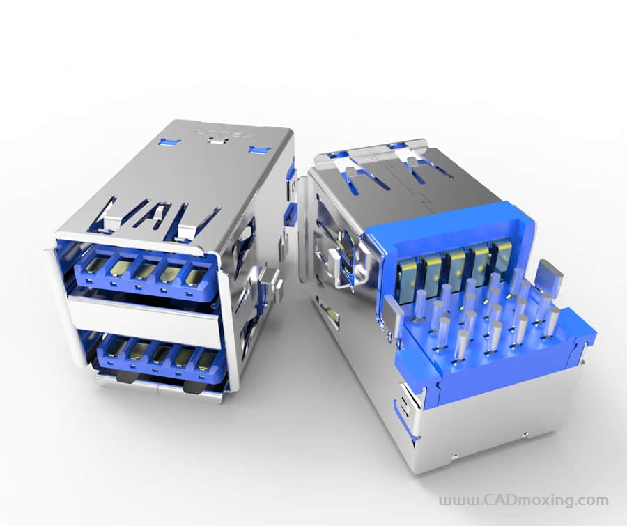 CAD模型网双USB3.0连接器插槽三维模型