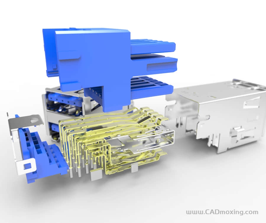 CAD模型网双USB3.0连接器插槽三维模型 CAD模型网双USB3.0连接器插槽三维模型