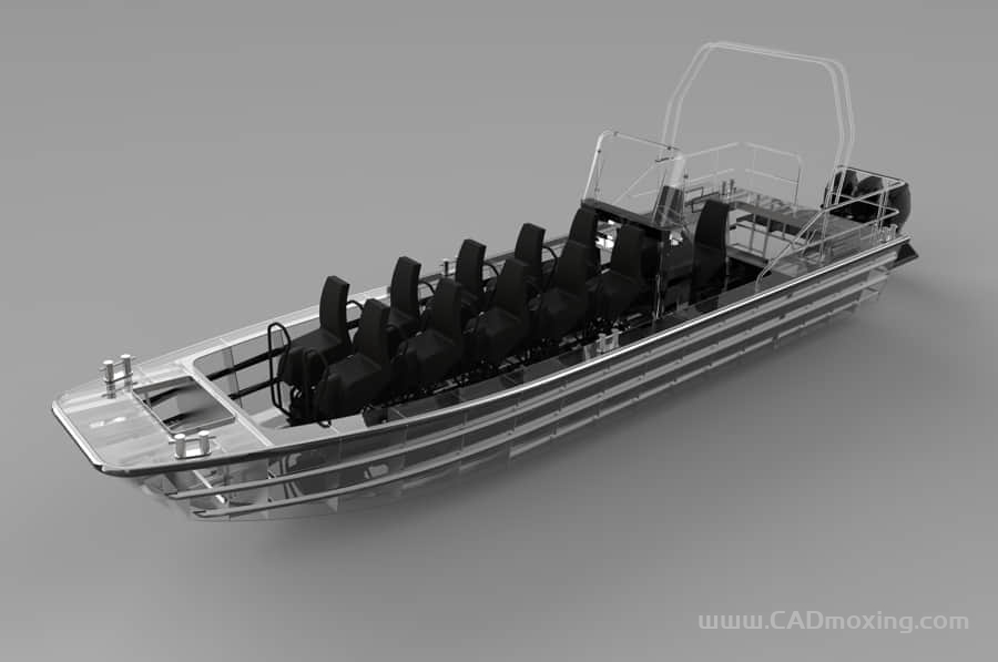 CAD模型网长度8.5米铝制结构快艇旅游观光船三维模型