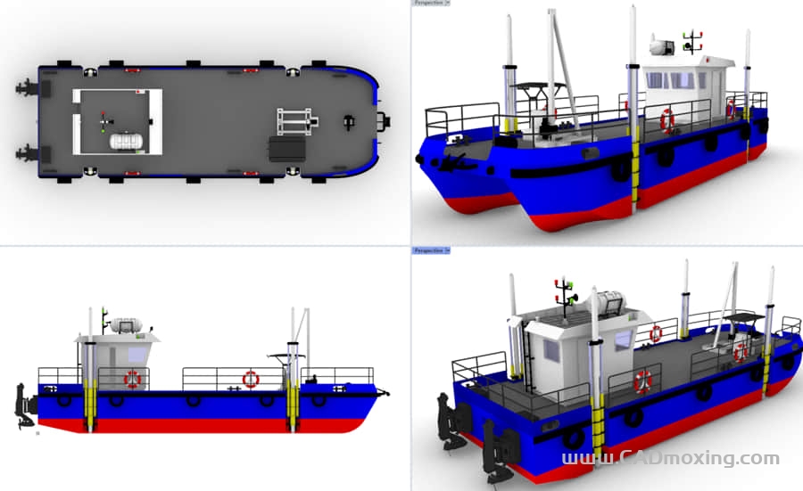 CAD模型网15米海上石油钻井勘探船三维模型 CAD模型网15米海上石油钻井勘探船三维模型